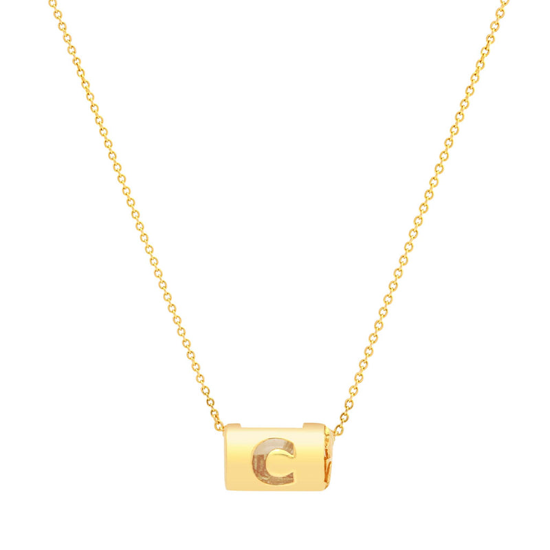 Signature Initials Necklace in Yellow Gold + Citrine with Letter C - Conges Life
