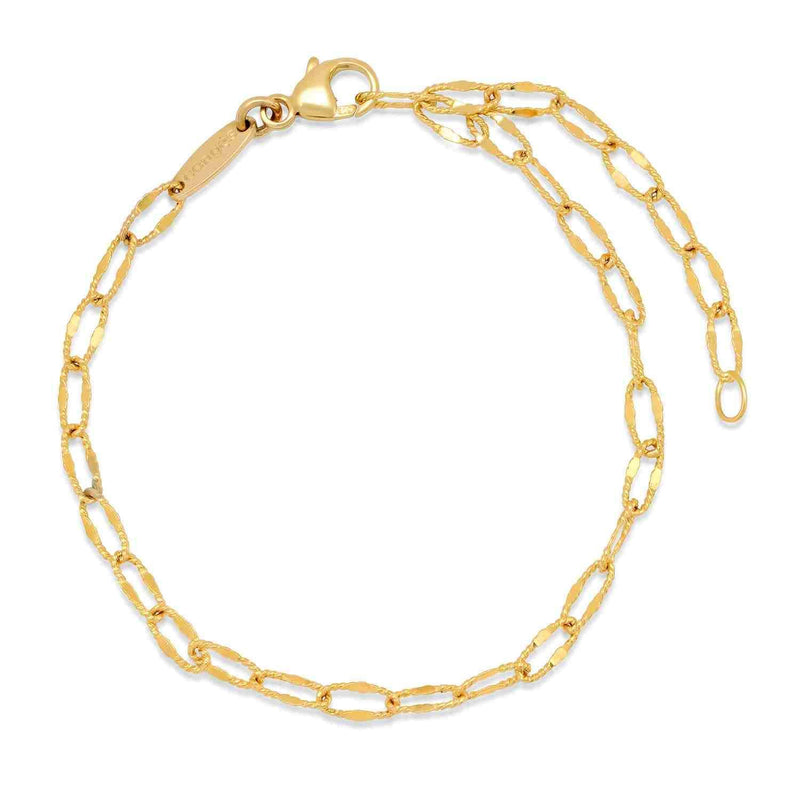 Charm Bracelet + Yellow Gold Oval Textured Chain - Conges Life