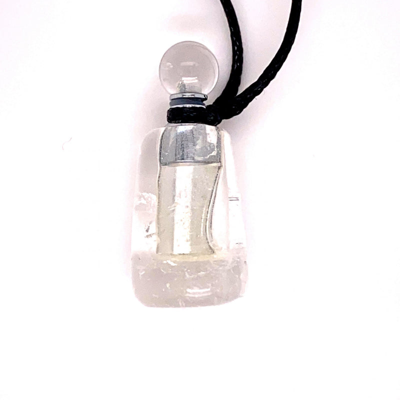 Clear Quartz Crystal Essential Oil Jar Necklace -  Congés Life