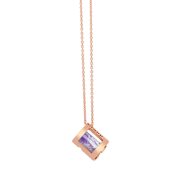 Signature Initials Necklace in Rose Gold + Amethyst - Conges Life
