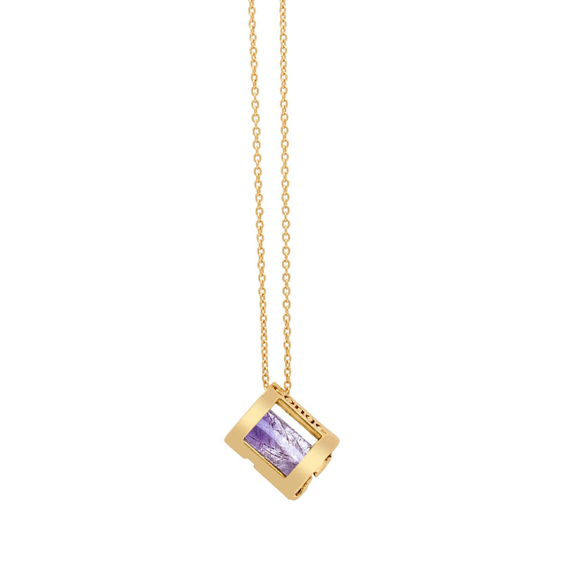 Signature Initials Necklace in Yellow Gold + Amethyst - Conges Life