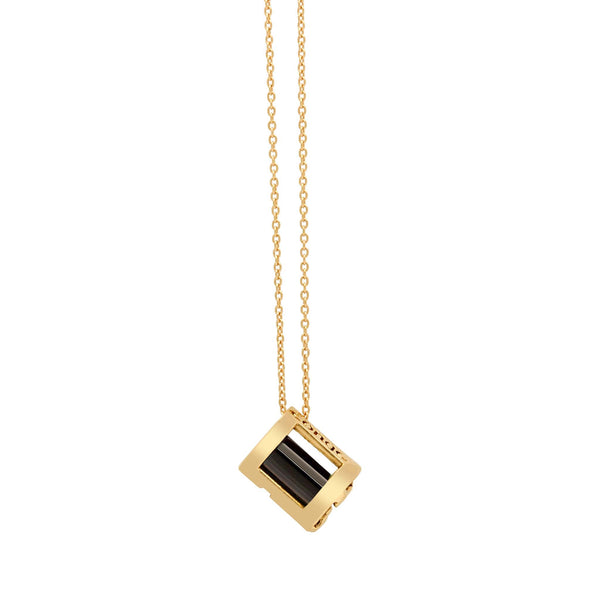 Signature Initials Necklace in Yellow Gold + Black Tourmaline - Conges Life