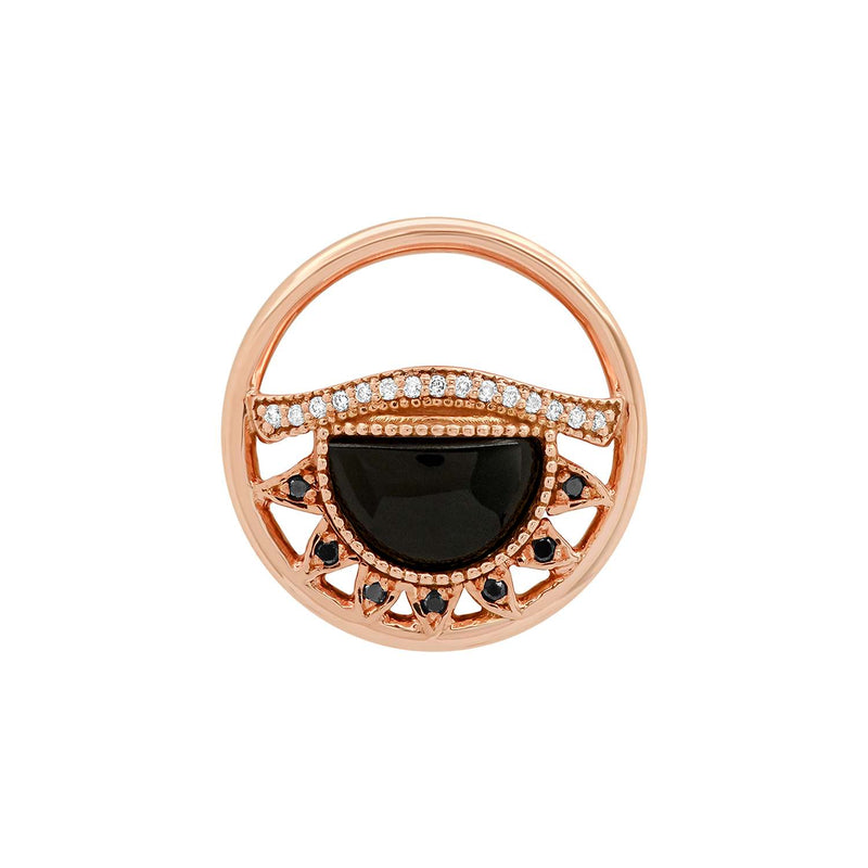 Black tourmaline protection jewelry charm in 14k rose gold.  Edit alt text