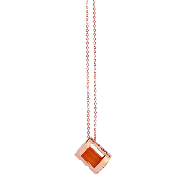 Signature Initials Necklace in Rose Gold + Carnelian - Conges Life