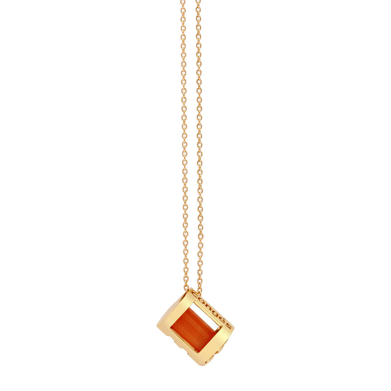 Signature Initials Necklace in Yellow Gold + Carnelian - Conges Life