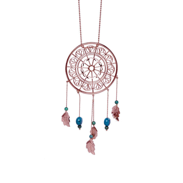 Dream Catcher Necklace in Rose Gold and Champagne Diamonds + Chain - Conges Life