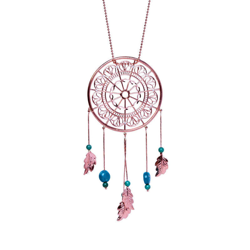 Dream Catcher Necklace in Rose Gold and White Diamonds + Chain - Conges Life