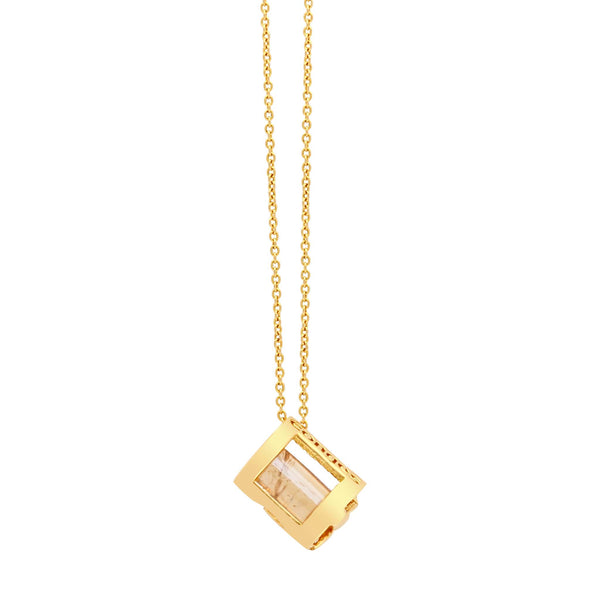 Signature Initials Necklace in Yellow Gold + Citrine - Conges Life