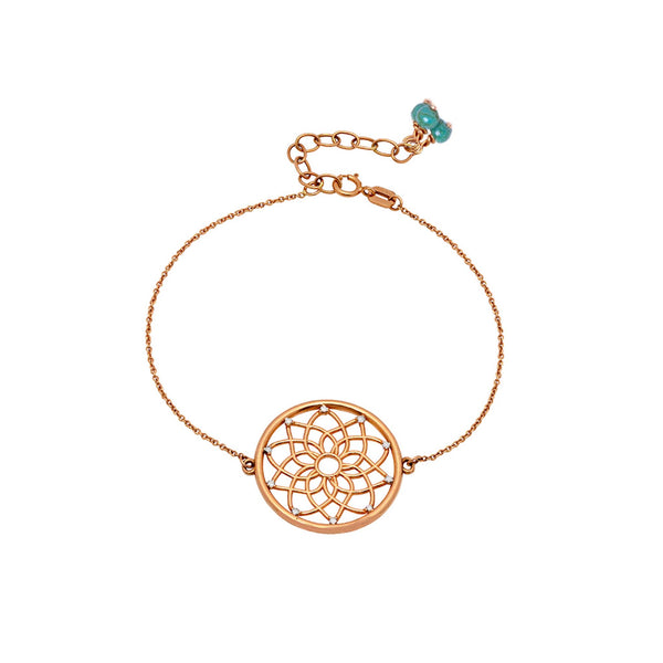 14k Dream Catcher bracelet with White Diamonds and Turquoise