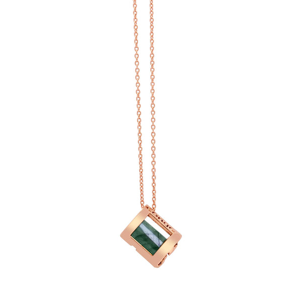 Signature Initials Necklace in Rose Gold + Emerald - Conges Life