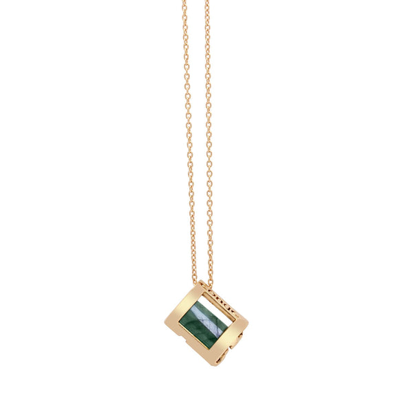 Signature Initials Necklace in Yellow Gold + Emerald - Conges Life