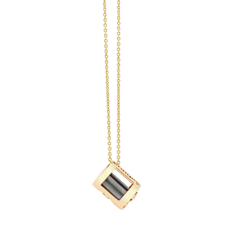 Signature Initials Necklace in Yellow Gold + Hematite - Conges Life