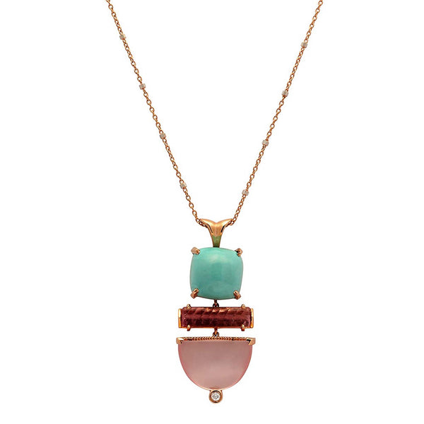 Rose Quartz Necklace + Turquoise - Conges Life