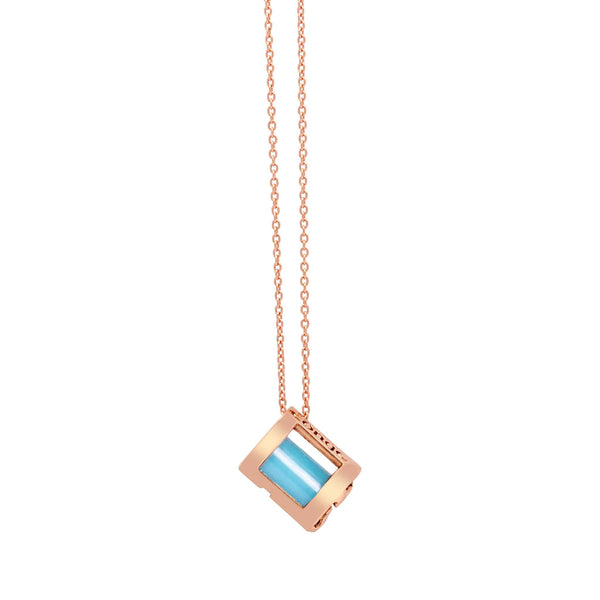 Signature Initials Necklace in Rose Gold + Turquoise - Conges Life