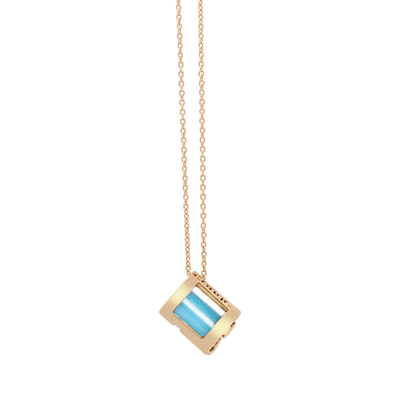 Signature Initials Necklace in Yellow Gold + Turquoise - Conges Life