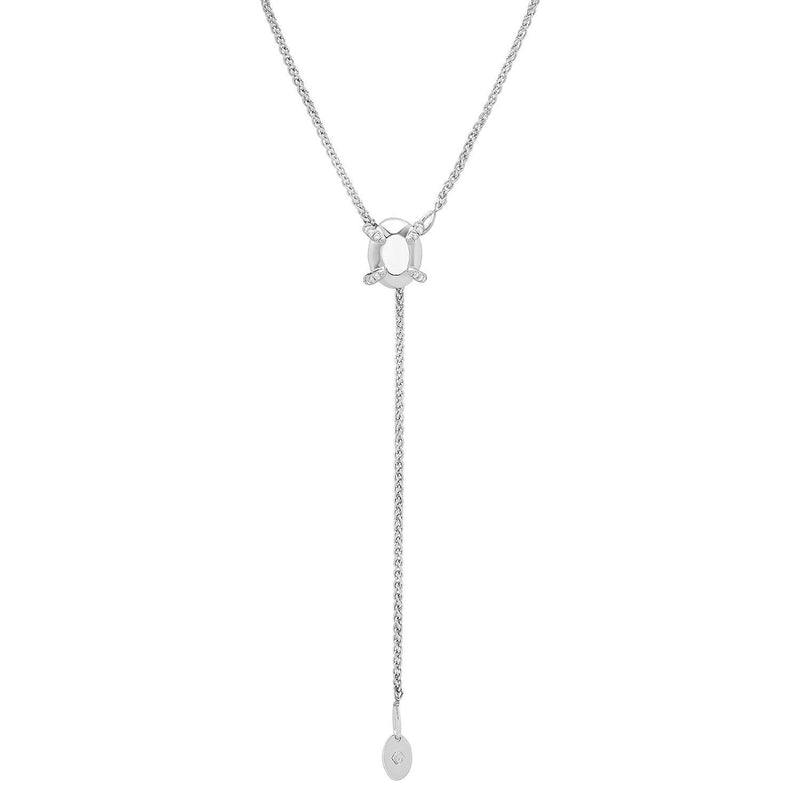 Golden Oval Bolo Necklace + White Diamonds - Conges Life