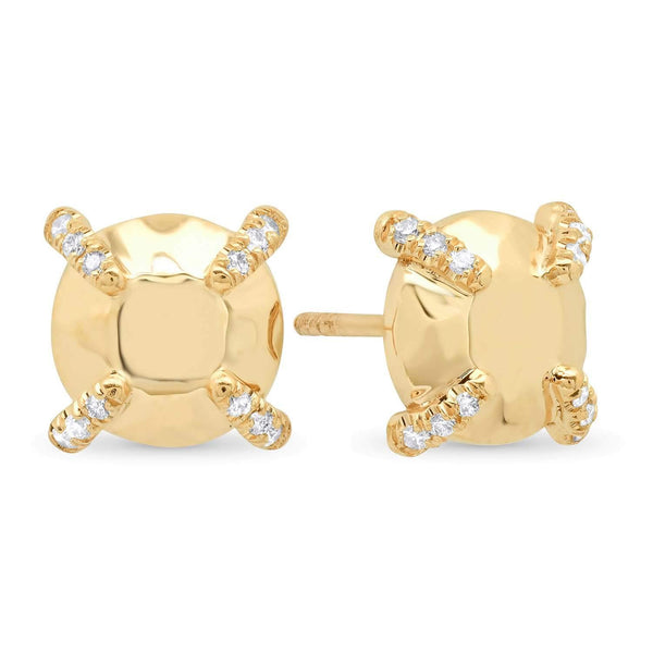 Golden Circle Stud Earrings + White Diamonds - Conges Life