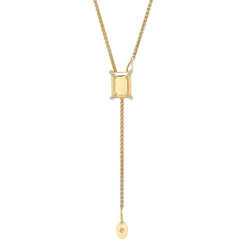 Golden Emerald Bolo Necklace + White Diamonds - Conges Life