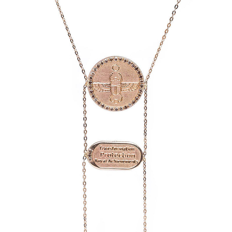 Egyptian Scarab Dual Necklace + Champagne Diamonds - Conges Life