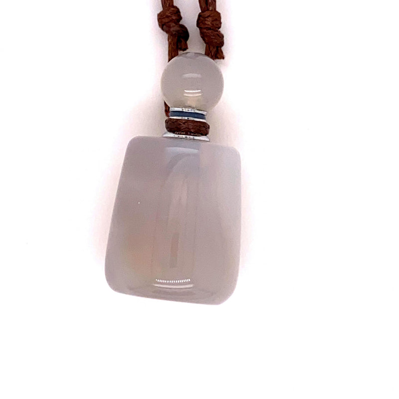 Grey Agate Crystal Essential Oil Jar Necklace -  Congés Life