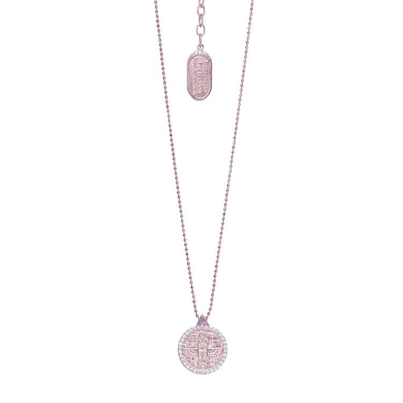 Egyptian Scarab Choker Necklace in Rose Gold with White Diamonds Conges Life